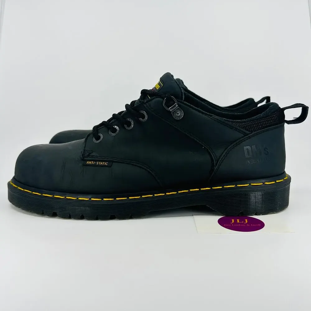 Dr. Martens Men's Ashridge Black Greasy Leather Steel Toe Oxford Shoes Size 13